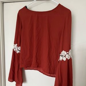 Forever 21 Rust Colored Bell-sleeve Top